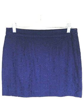 GAP Mini Skirt Womens 2 Blue Eyelet Embroidered Cotton Summer